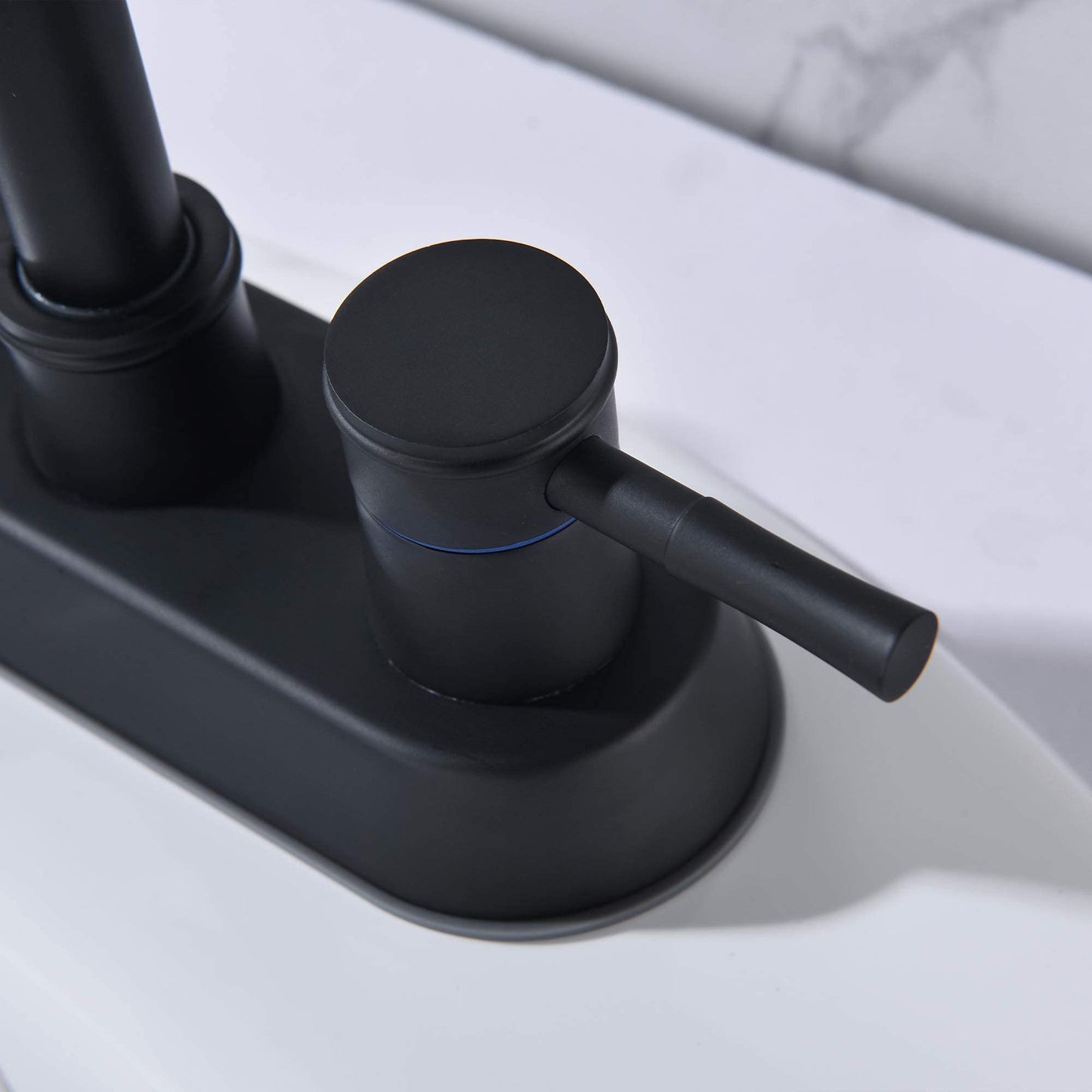 Stainless Steel Matte Black Bathroom Faucet Set with Pop-Up Sink Drain