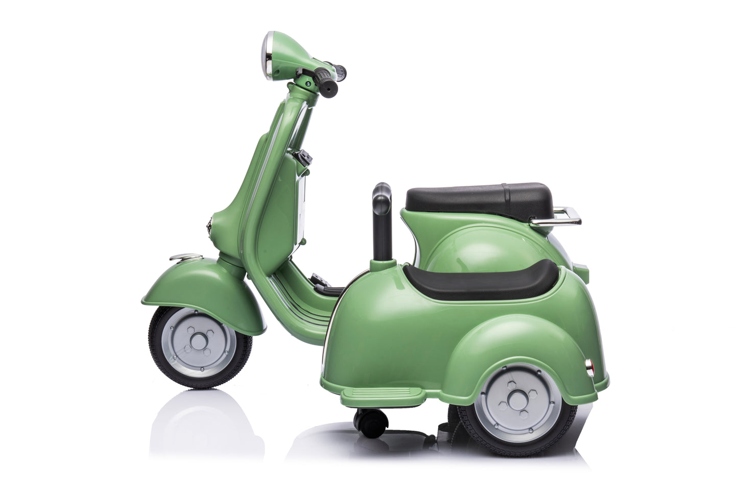 6V LICENSED Vespa Scooter Motorcycle with Side Car for kids, Green