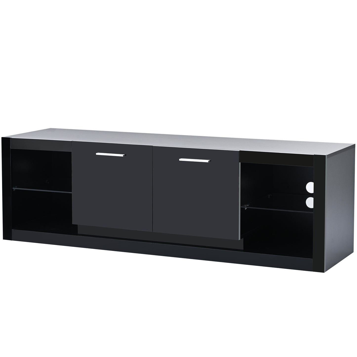 Sleek Black Entertainment Center with LED Lights for TVs Up to 70''