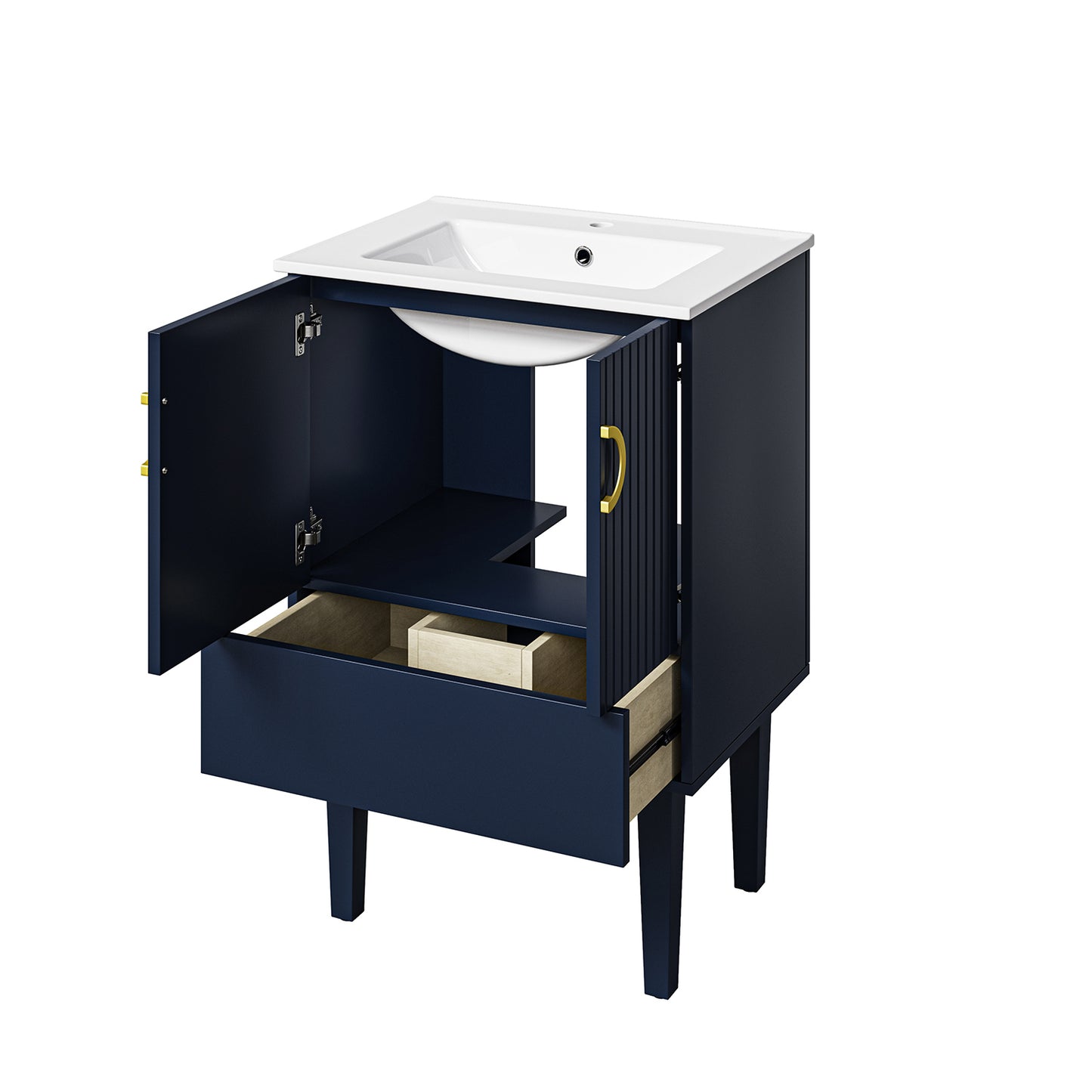 Veronica 24" Single Bathroom Vanity With Ceramic Vanity Top-NAVY