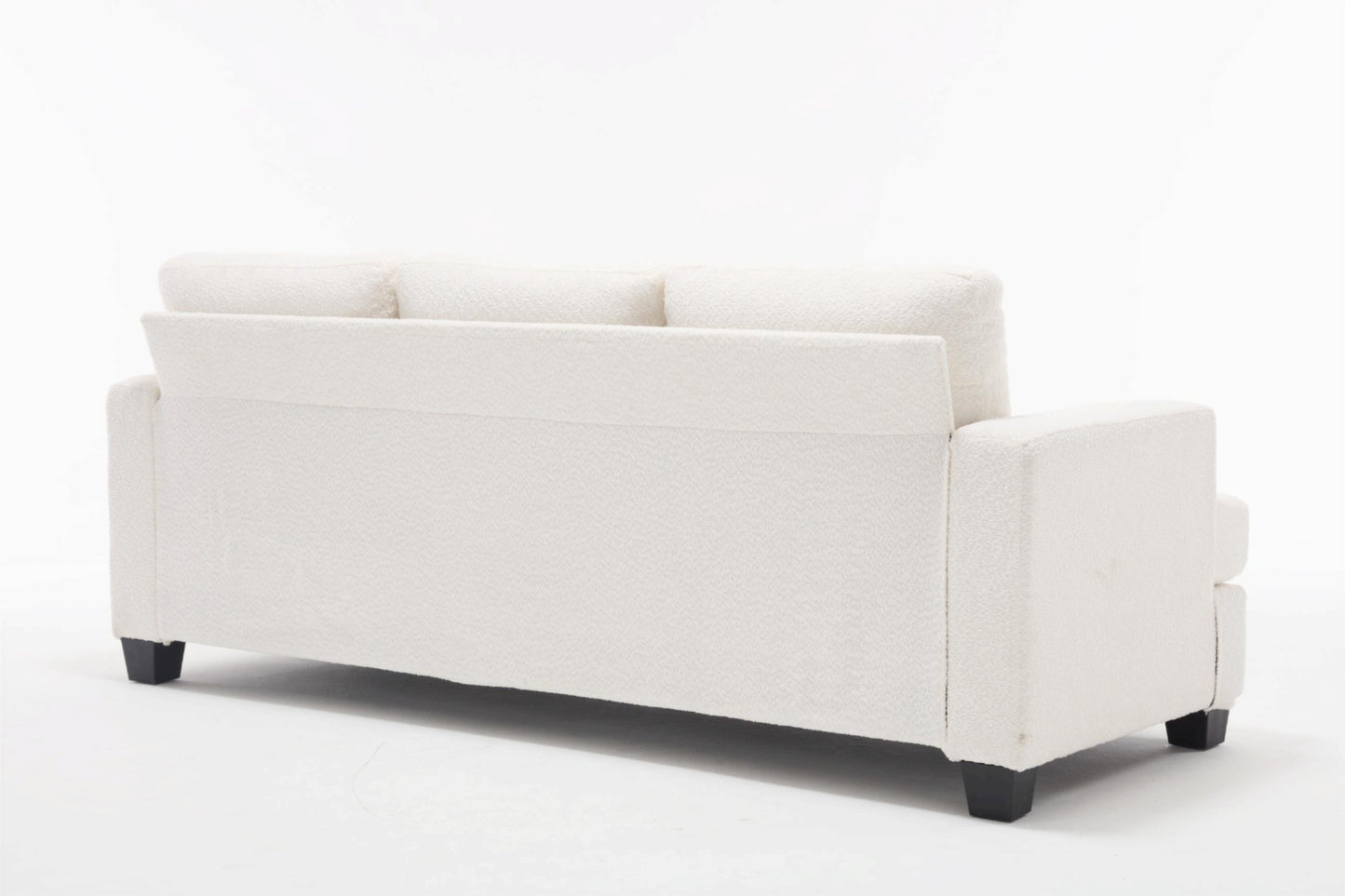 Elegant 3-Seater Modern White & Gray Sofa with Square Armrests and Removable Cushions