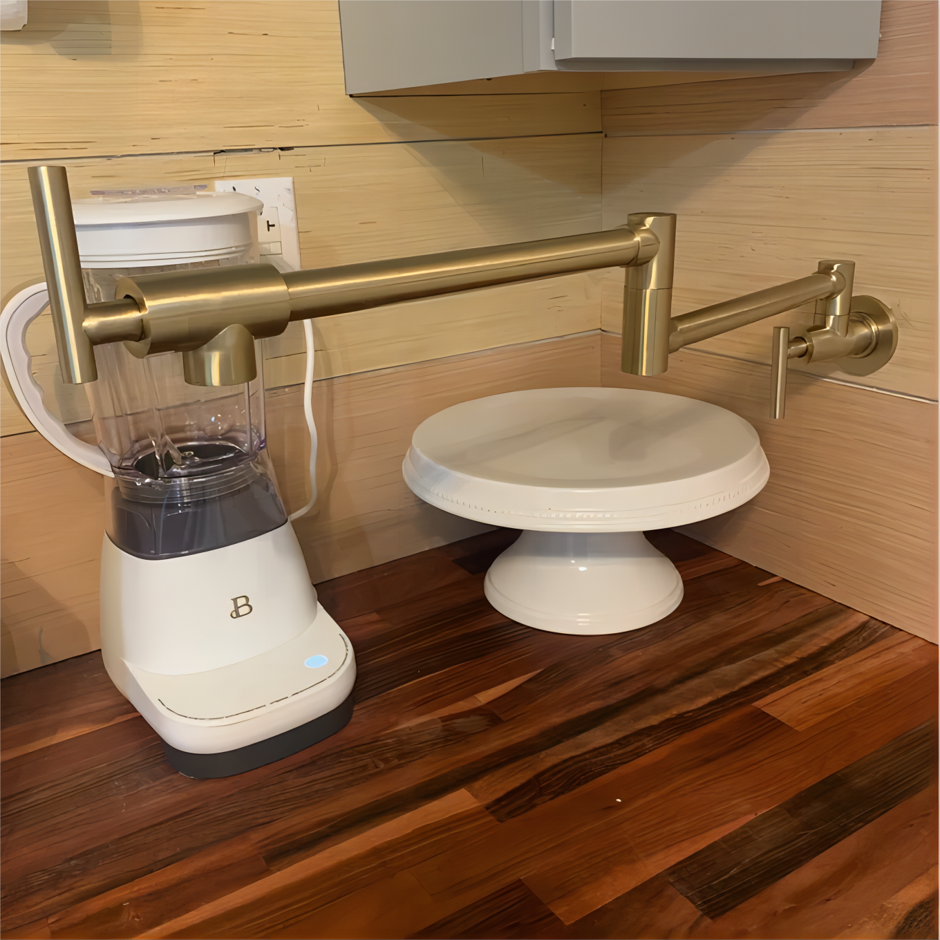 Gold Pot Filler Faucet Wall Mount Kitchen Folding Faucet with Double Joint Swing Arms, Two Handle Design