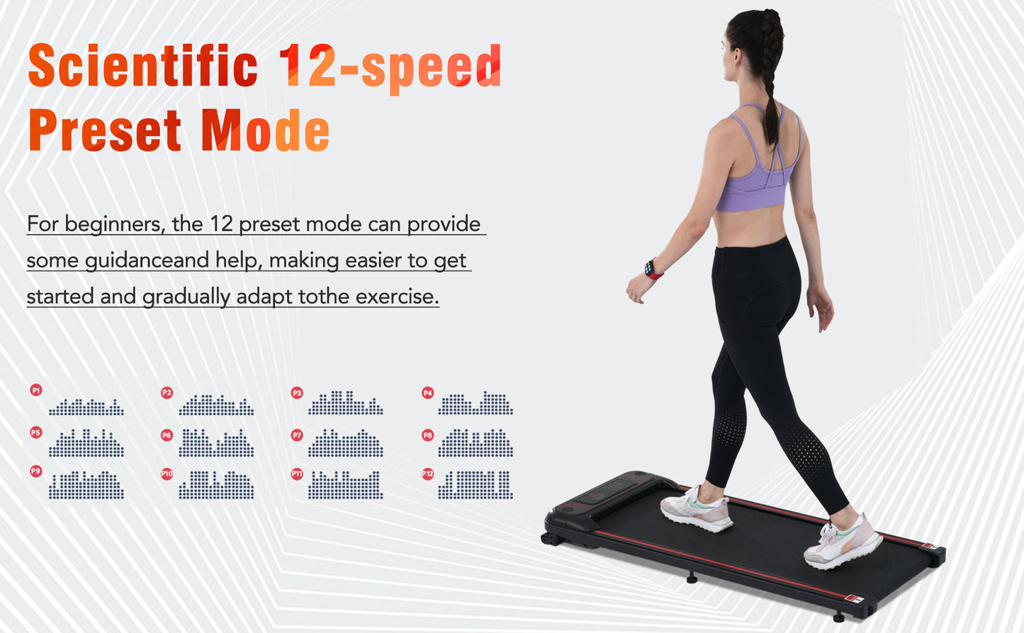 NEW Walking Pad Under Desk Treadmill for Home Office -2.5HP Walking Treadmill With Incline Bluetooth Speaker 0.5-4MPH 265LBS Capacity Treadmill for Walking Running - Wristband Remote