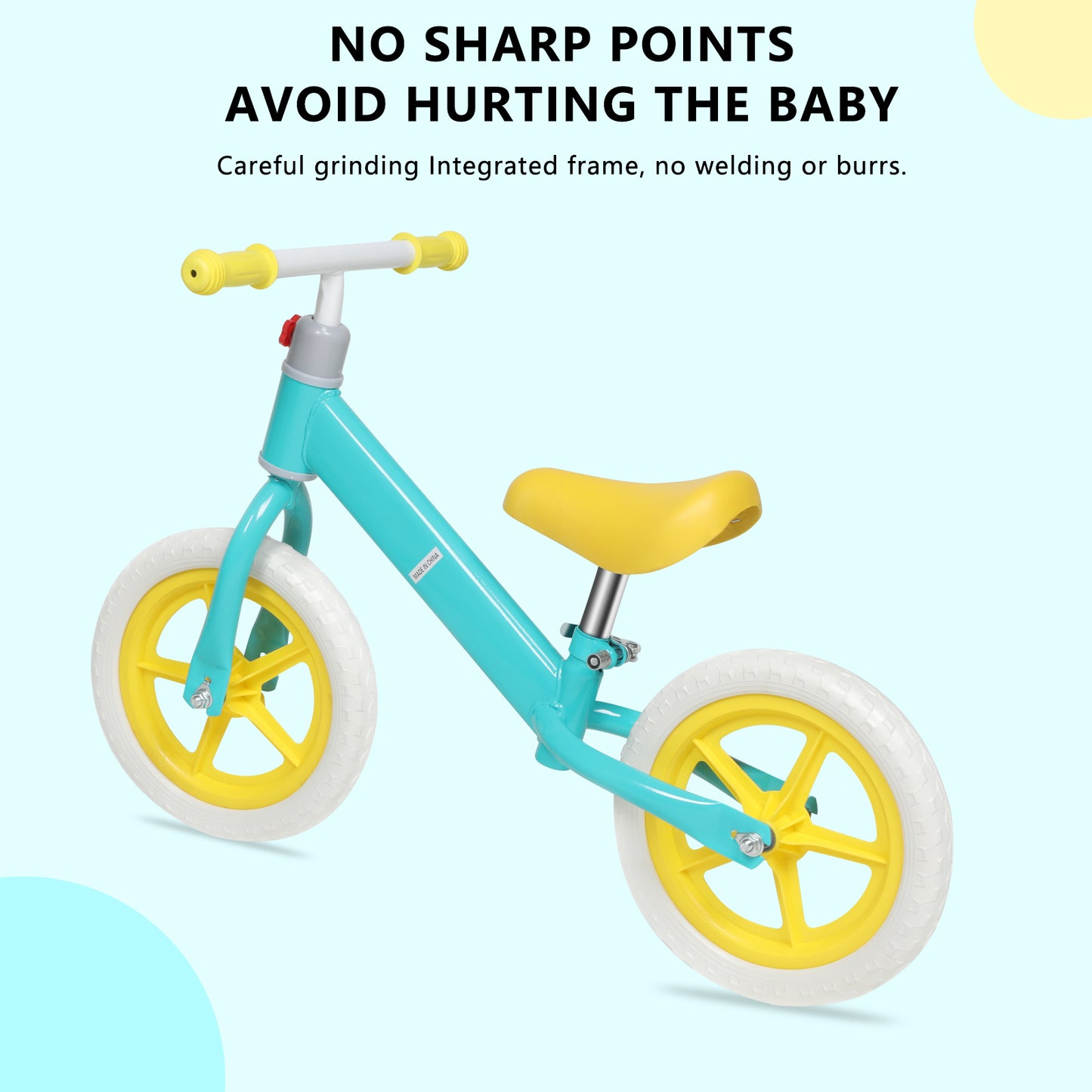 Adjustable Height Kids Balance Bike with Carbon Steel Frame and PE Tires - Suitable for 2-6 Years