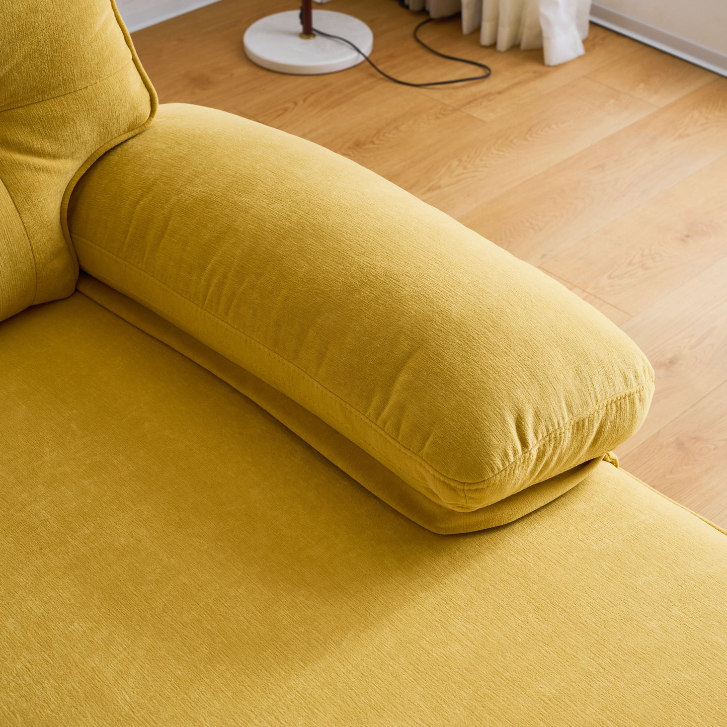 Modern Yellow Velvet L-Shaped Sectional Sofa for Living Room or Bedroom