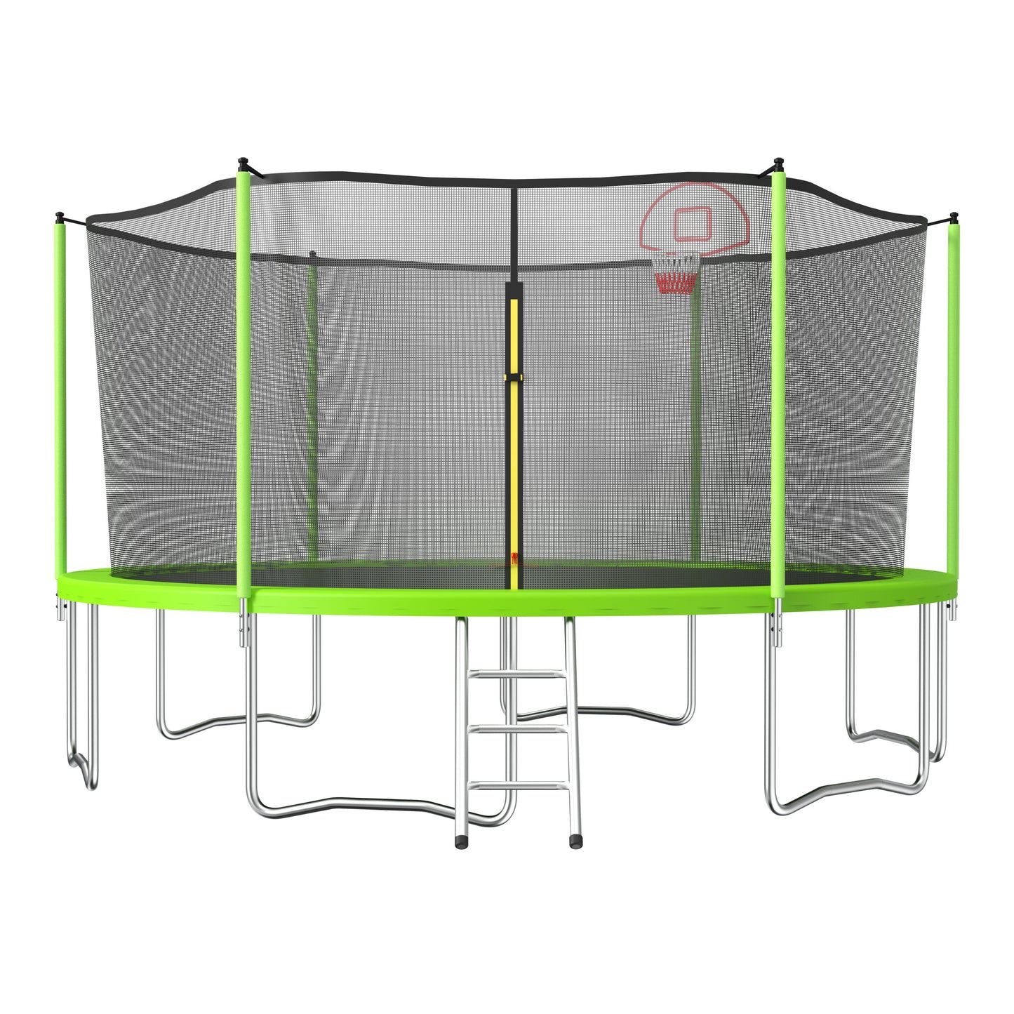 16ft Trampoline with Enclosure, New Upgraded Kids Outdoor Trampoline with Basketball Hoop and Ladder, Heavy-Duty Round Trampoline.