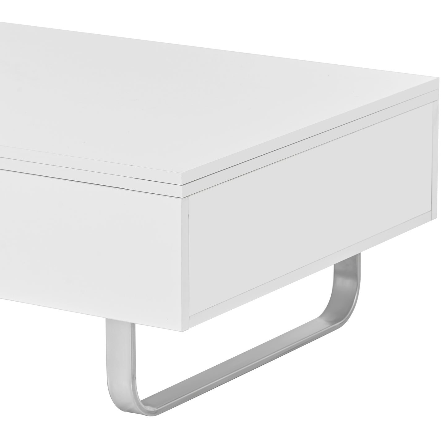 Contemporary White Lift-Top Coffee Table with Hidden Storage