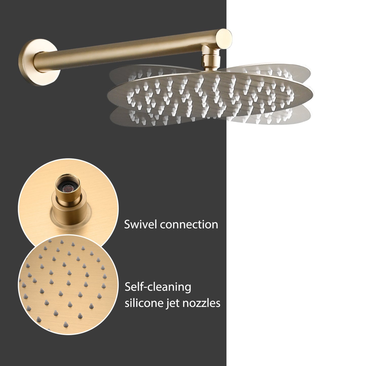 10 Inches Wall Mounted Shower Set with High Pressure Rain Shower Head and 5-Function Handheld Shower Head