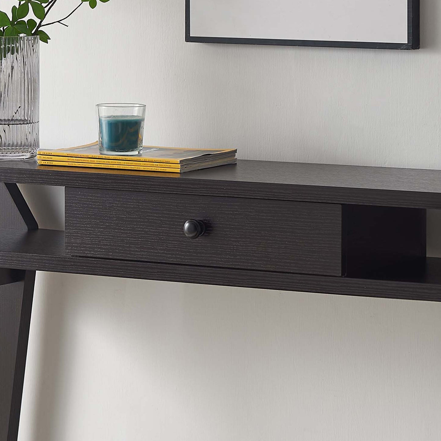 Red Cocoa Console Table with Drawer and Shelves