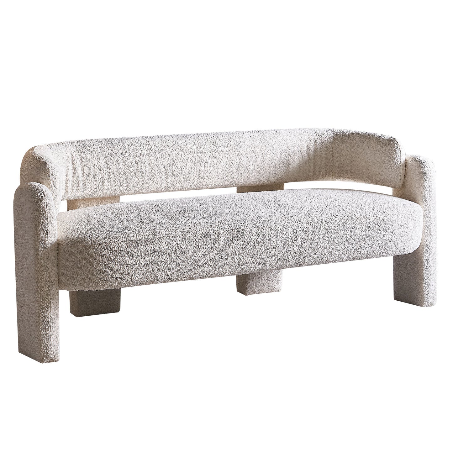 Modern Beige Boucle Upholstery Sofa - 75.59 Wide