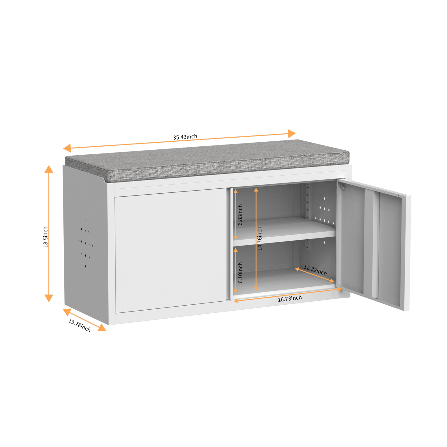 2 Tier Change Shoes Bench double door steel Shoe Storage Cabinet with Padded Seat,Shoe Rack for Entryway, Living Room ,Bedroom