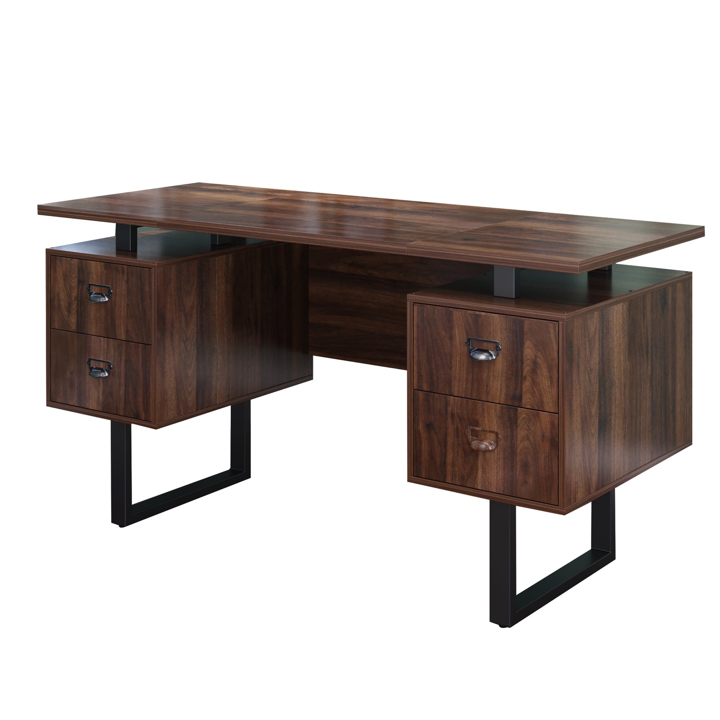 Elegant Walnut Desk for Home Office with 4 Drawers