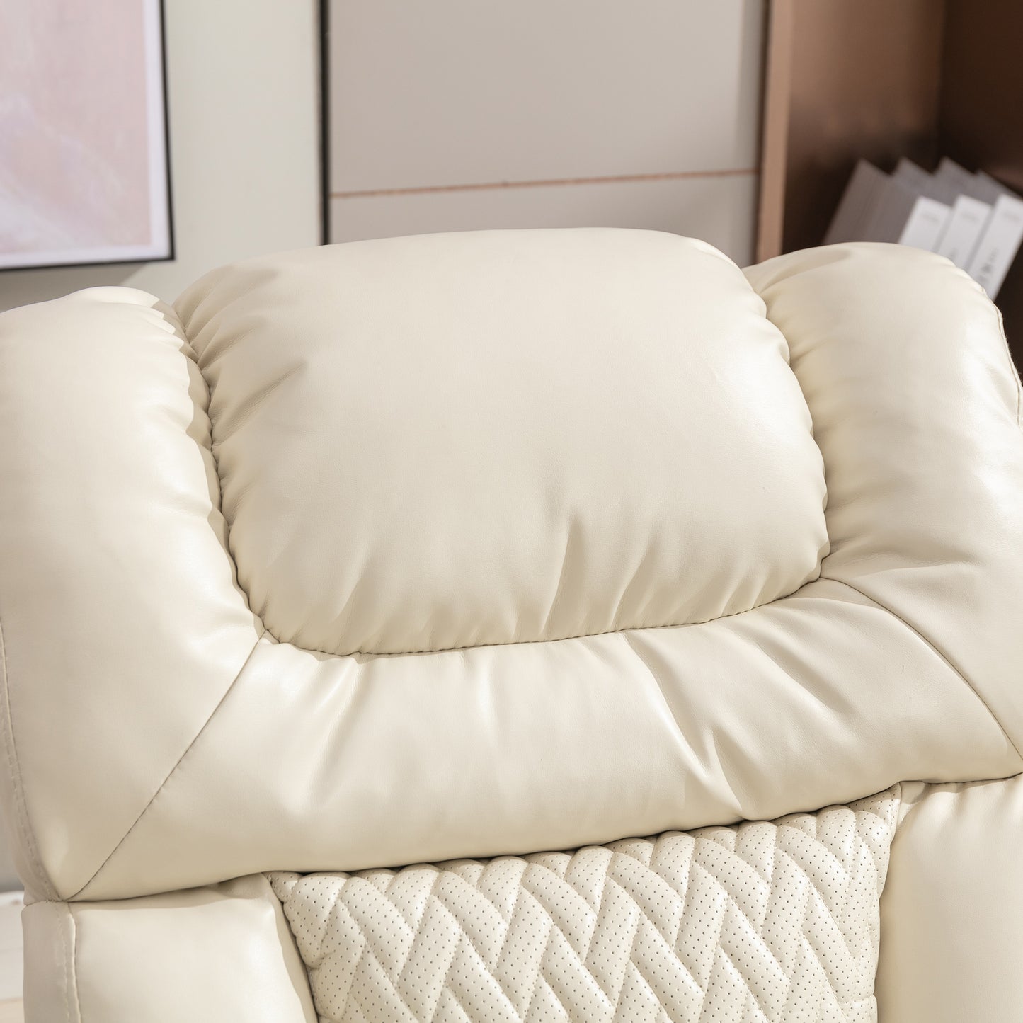 Power Recliner with Swivel, Cup Holder, USB Port, and Tray Table, White