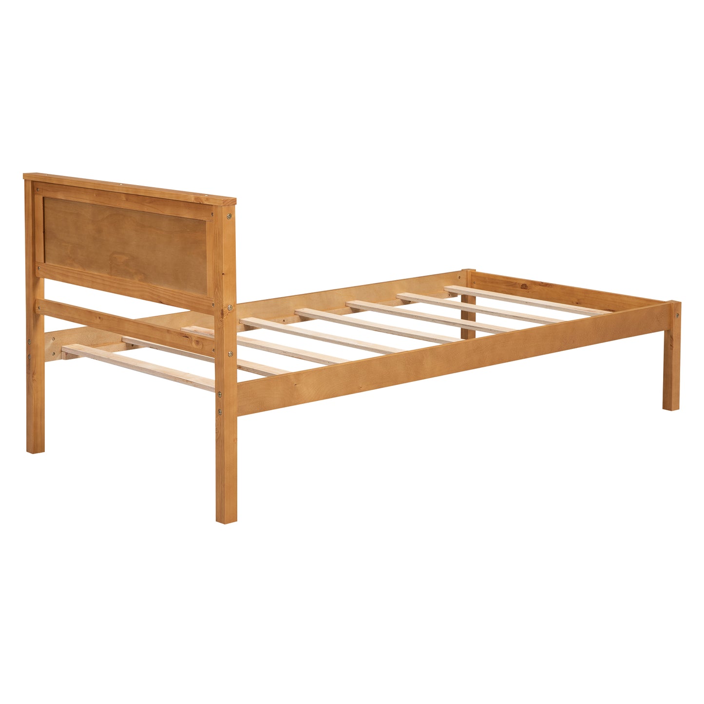 Platform Bed Frame with Headboard , Wood Slat Support , No Box Spring Needed ,Twin,Oak