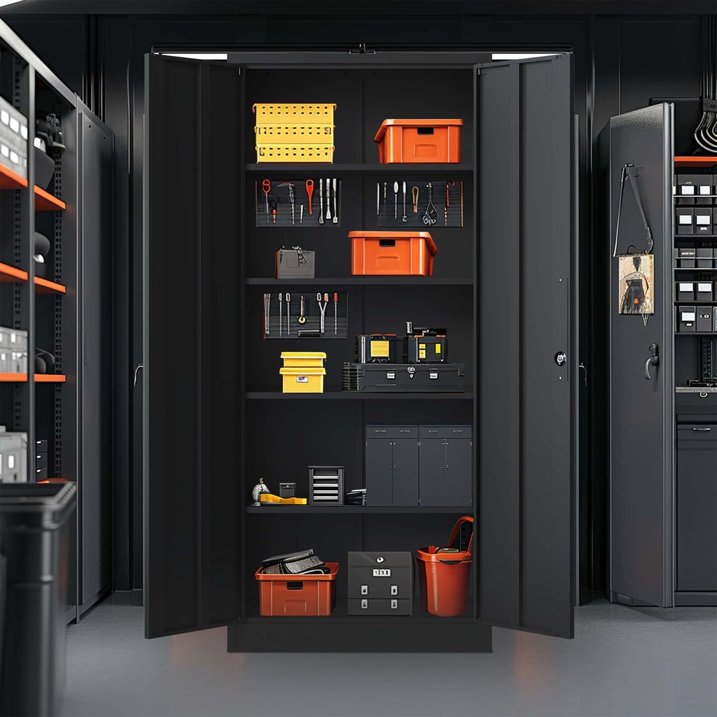 Metal Garage Storage Cabinet with Locking Doors and 4 Shelves