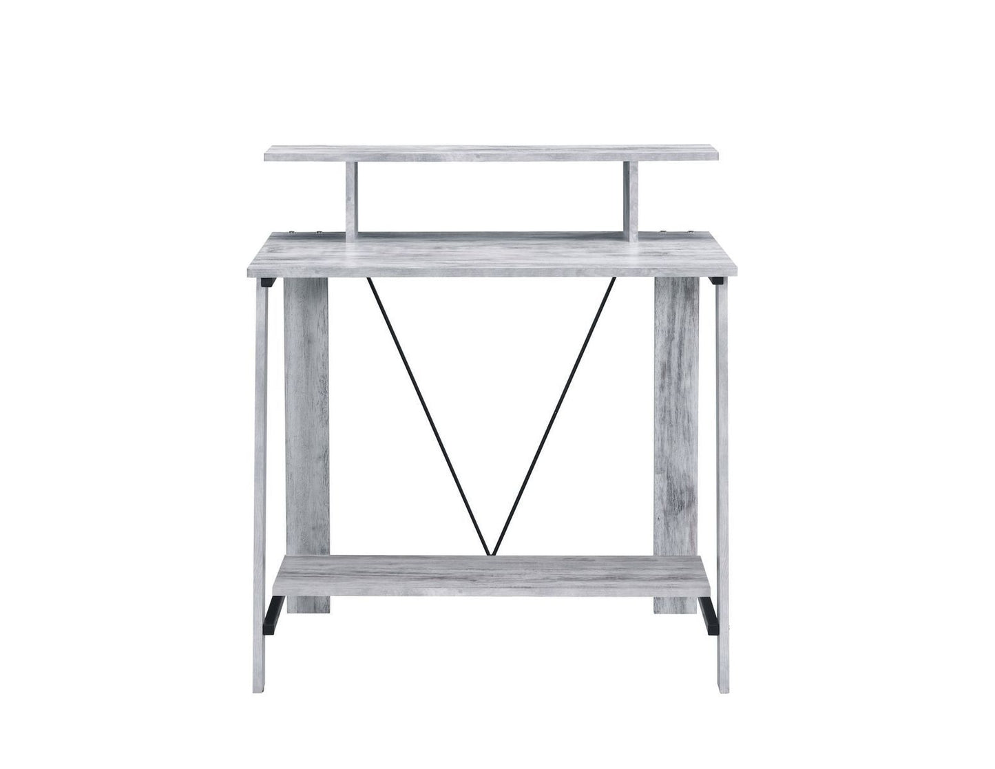 Rustic Industrial Writing Desk in Antique White & Black Finish