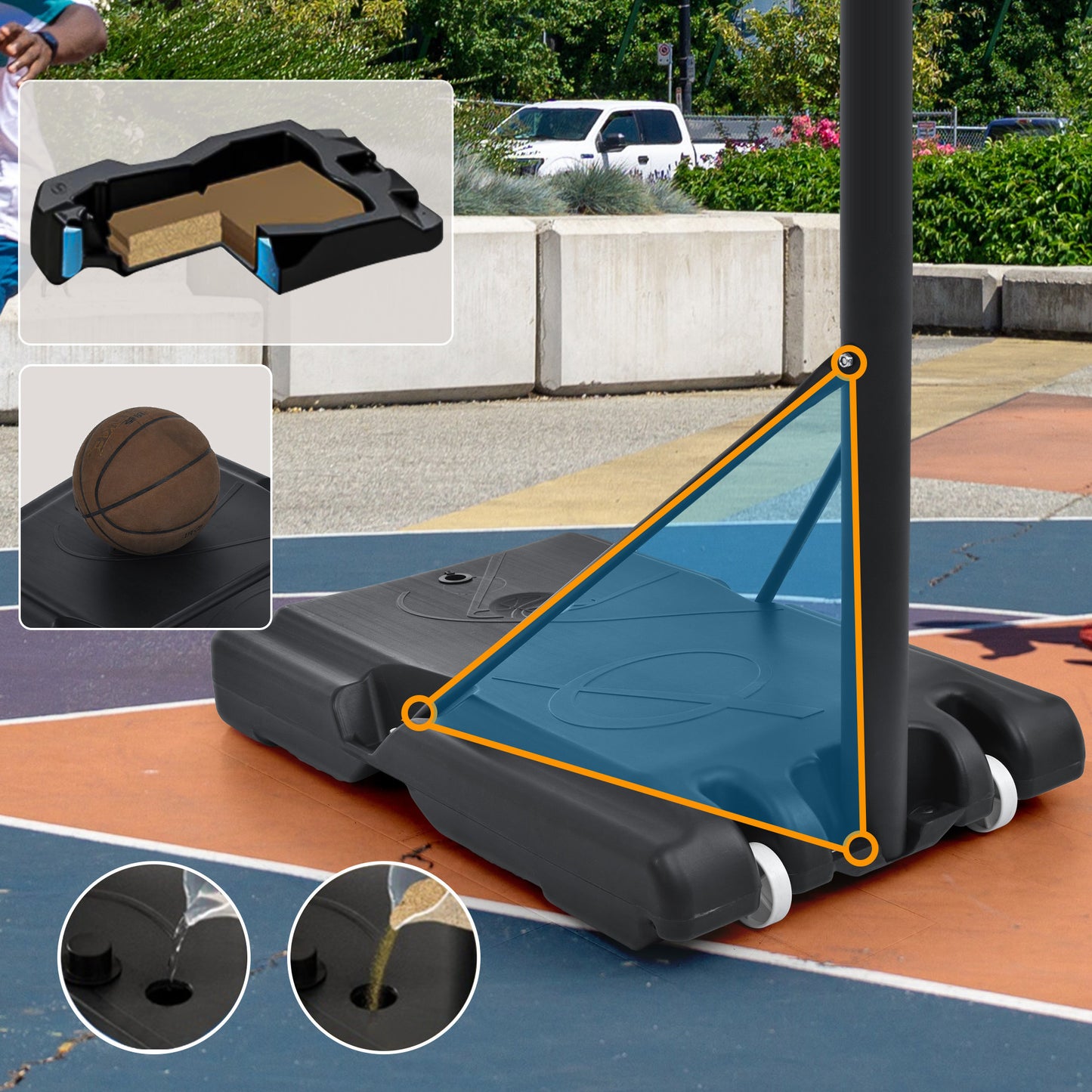 Portable Basketball Hoop Basketball System 4.76-10ft Height Adjustable for Youth Adults LED ights, Colorful lights, Waterproof Super Bright to Play at Night Outdoors,Good Gift for Kid