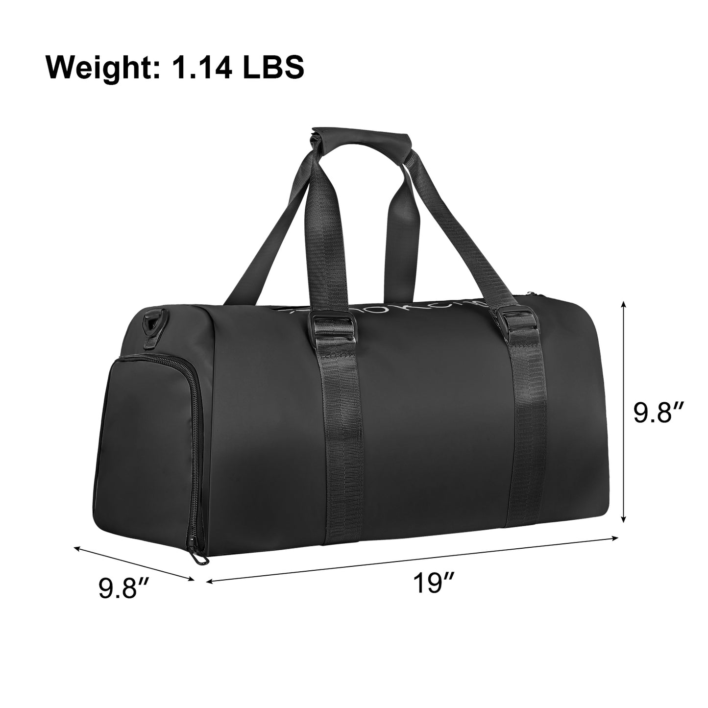 Gym Bag for Women and Men, Waterproof Duffel Bag Shoes Compartment, Lightweight Carry, Black, 19 Inch