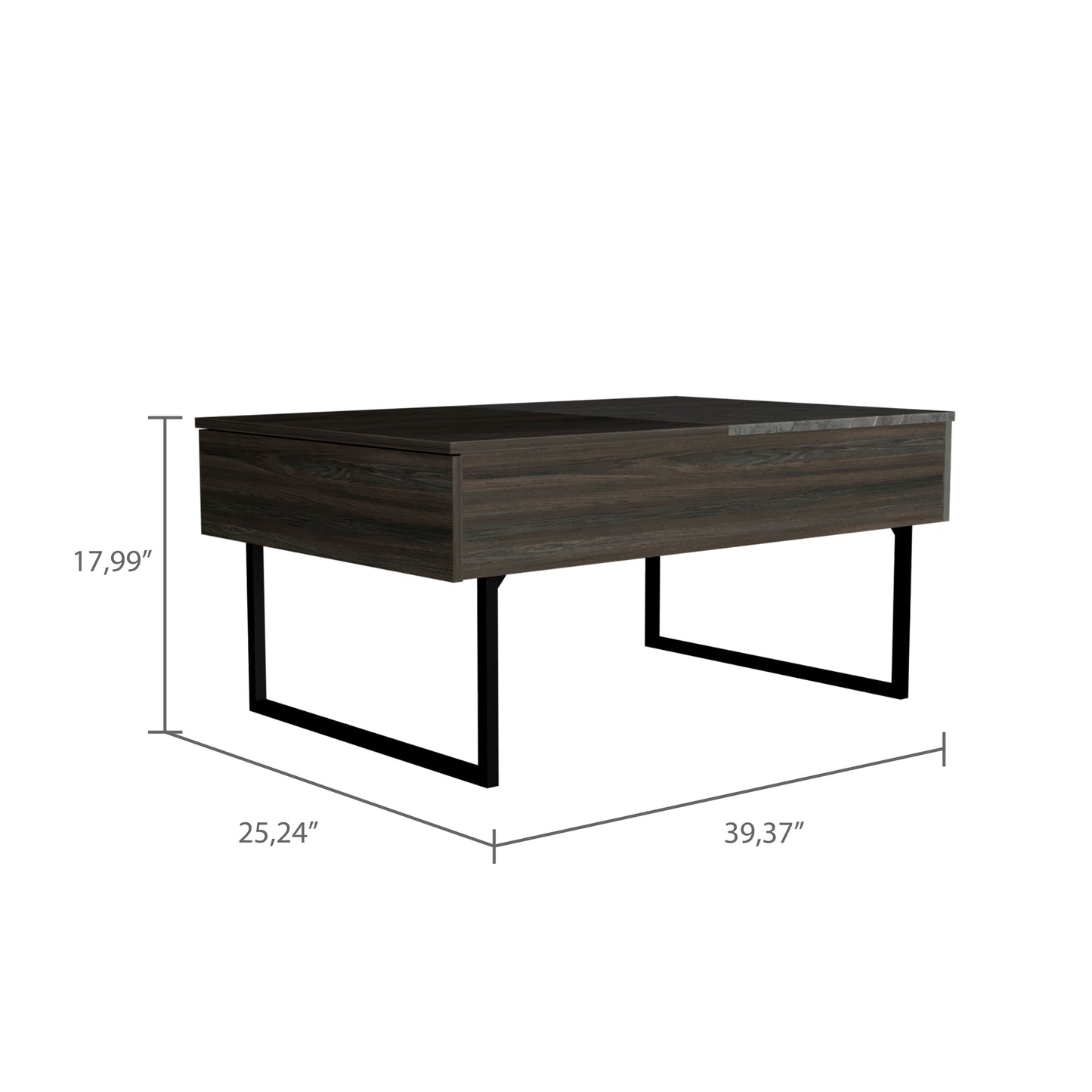 Dazza Lift Top Coffee Table with Hidden Storage in Carbon Espresso / Onyx Finish