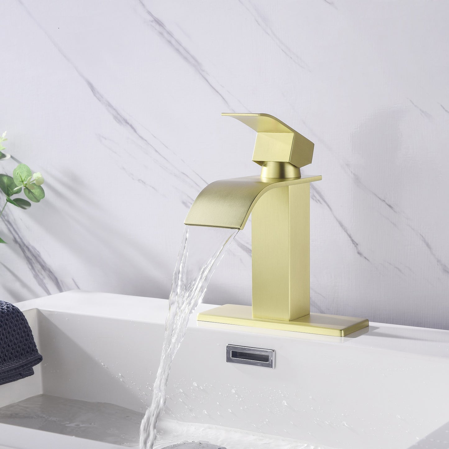 Elegant Waterfall Spout Bathroom Sink Faucet with Single Handle