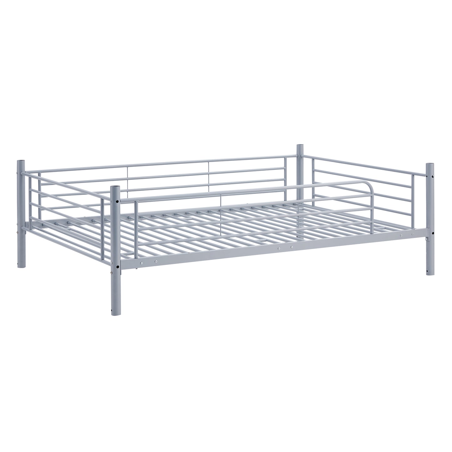 Full-Full-Full Metal  Triple Bed  with Built-in Ladder, Divided into Three Separate Beds,Gray