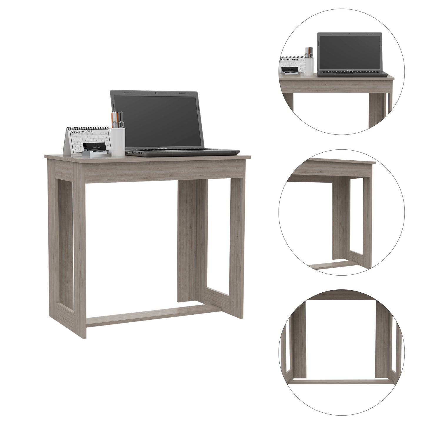 Grey Rectangle Writing Desk for Home Office and Remote Learning