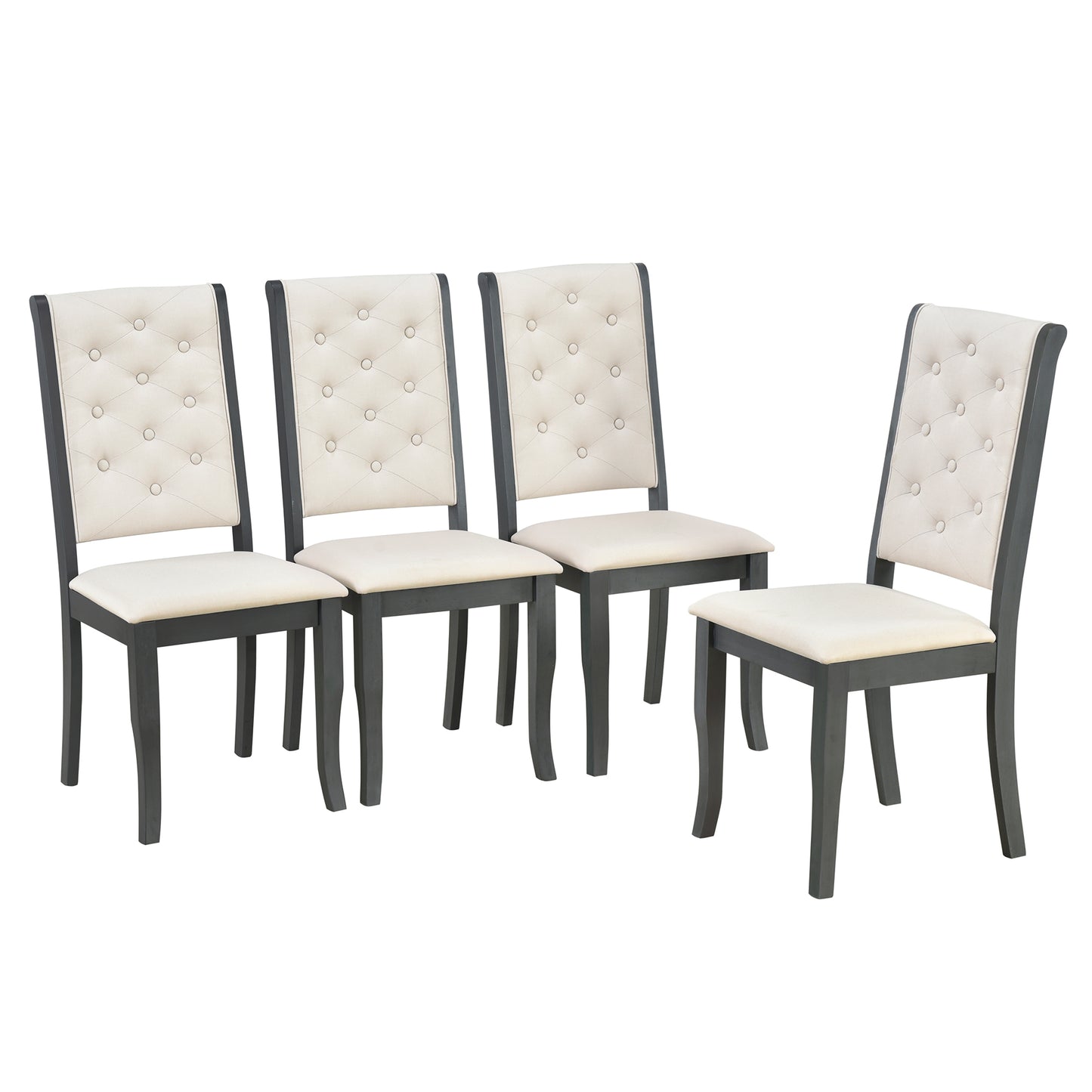 TREXM 6-Piece Retro Dining Set with Unique-designed Table Legs and Foam-covered Seat Backs&Cushions for Dining Room (Antique Grey)