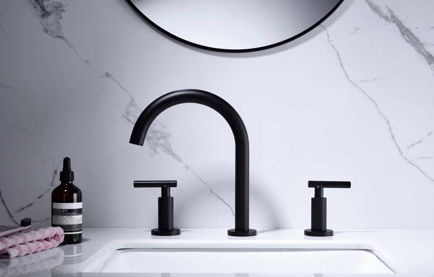 Elegant Two-Handle High Arc Bathroom Sink Faucet