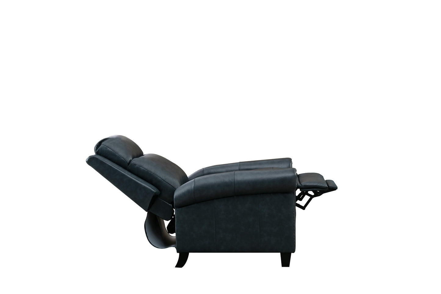 Luxurious Navy Genuine Leather Manual Recliner