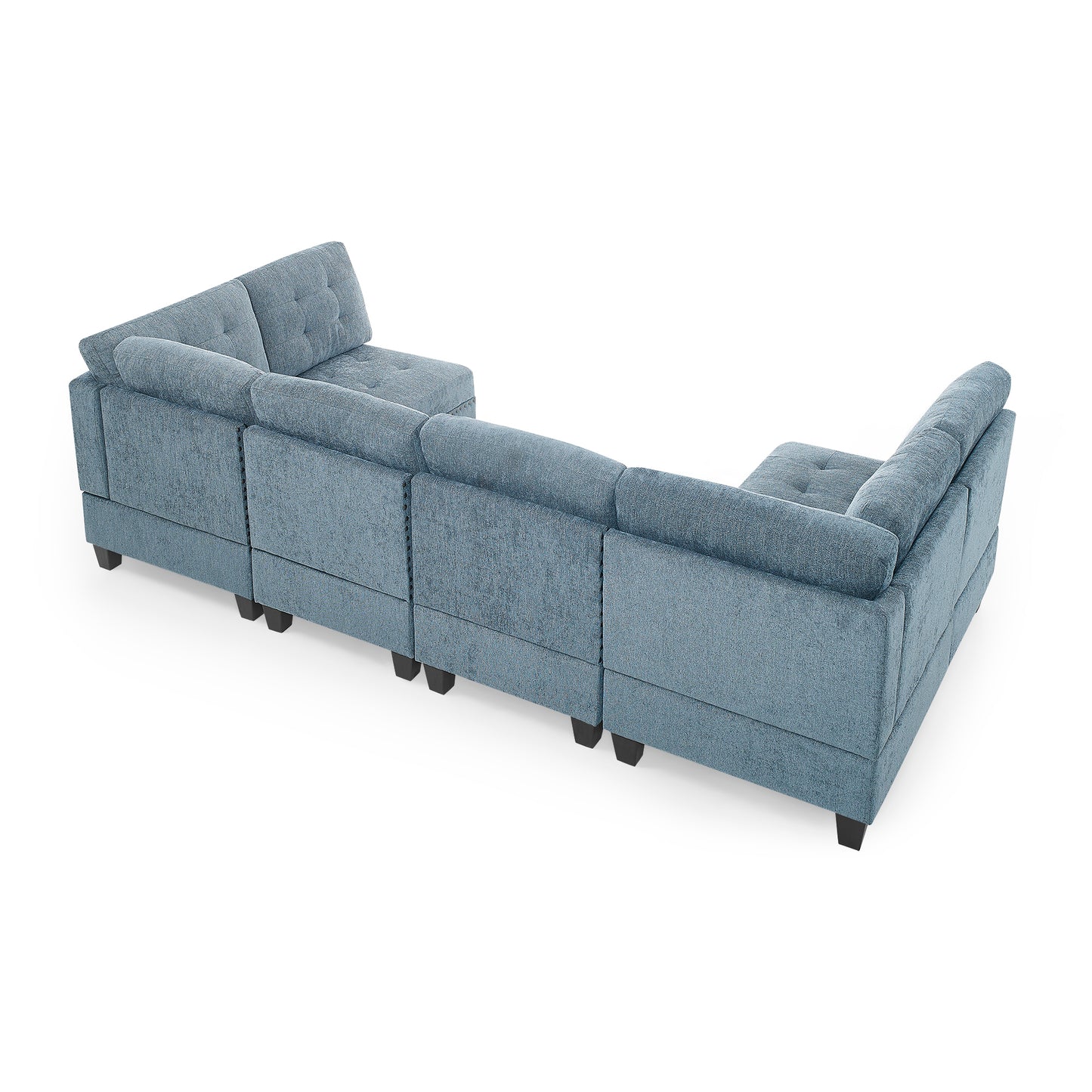 Navy Chenille U Shape Modular Sectional Sofa with DIY Combination