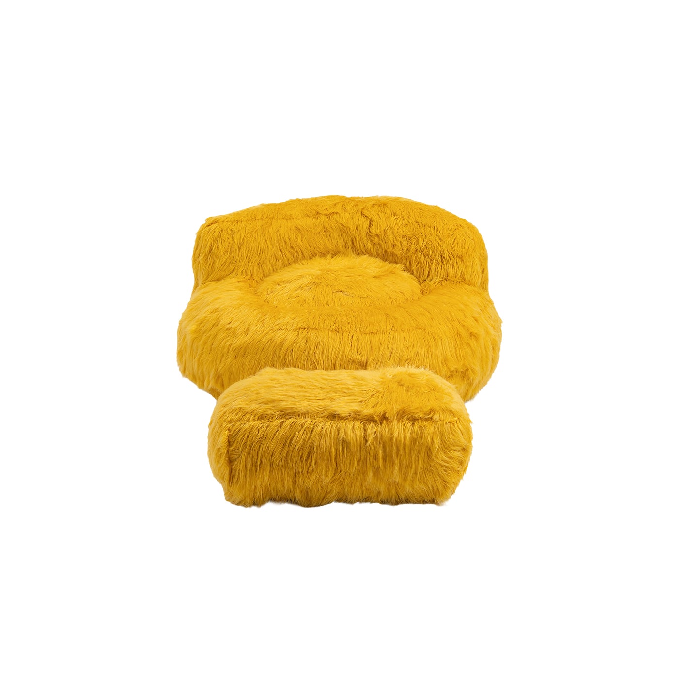 Bean Bag Chair with Faux Fur Lazy Sofa and Footstool for Comfortable Indoor and Outdoor Use