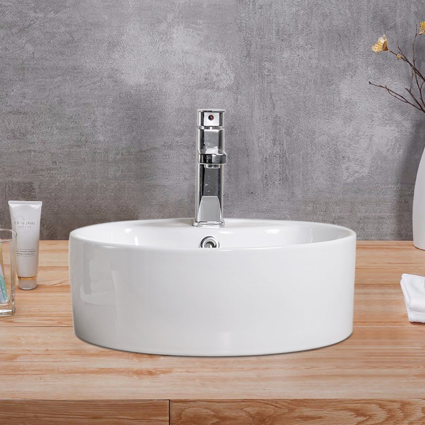 Vessel Bathroom Sink Basin in White Ceramic