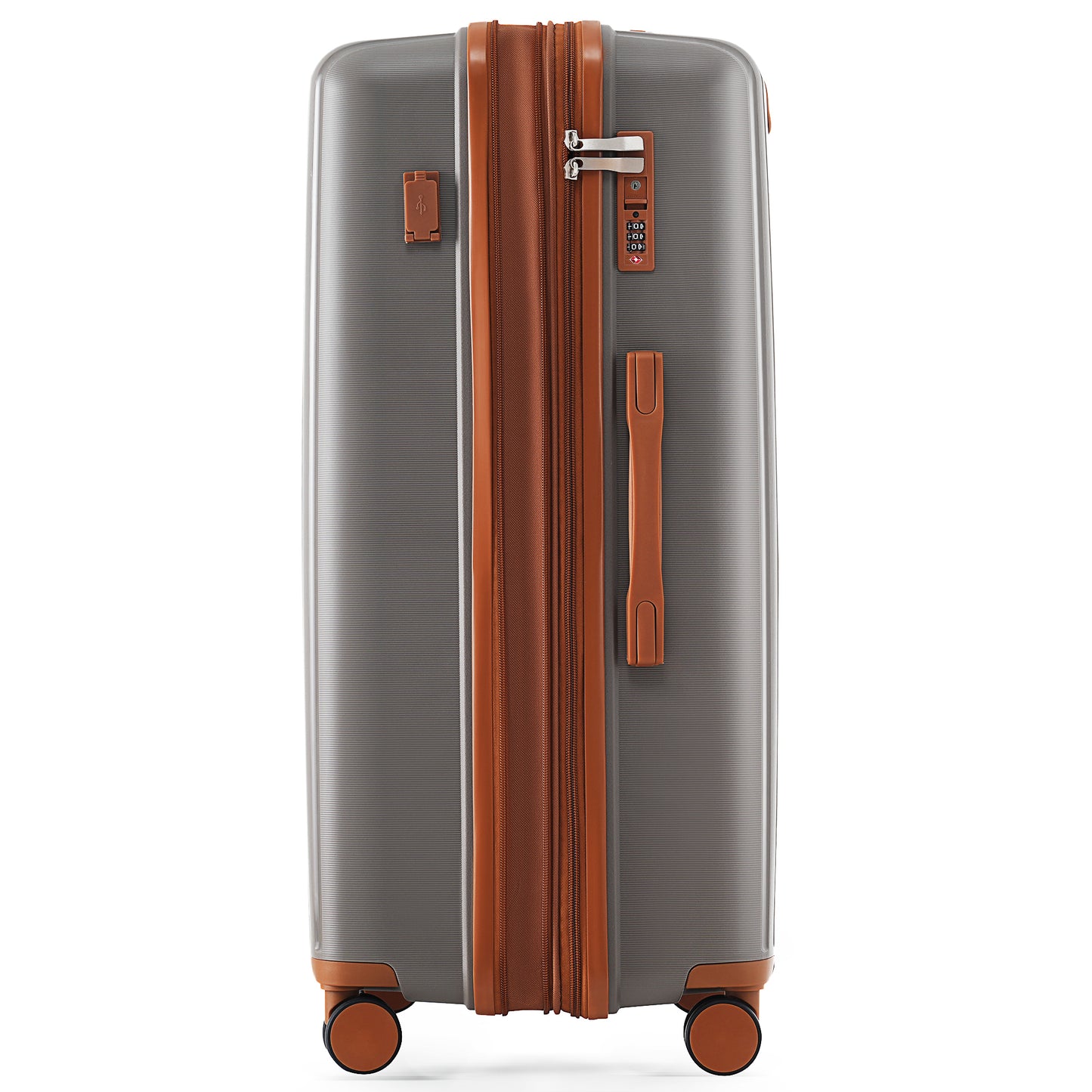 Luggage Sets 3 Piece Suitcase Set 20/24/28 with USB Port,Carry on Luggage Airline Approved,PP Lightweight Suitcase with Spinner Wheels, Brown