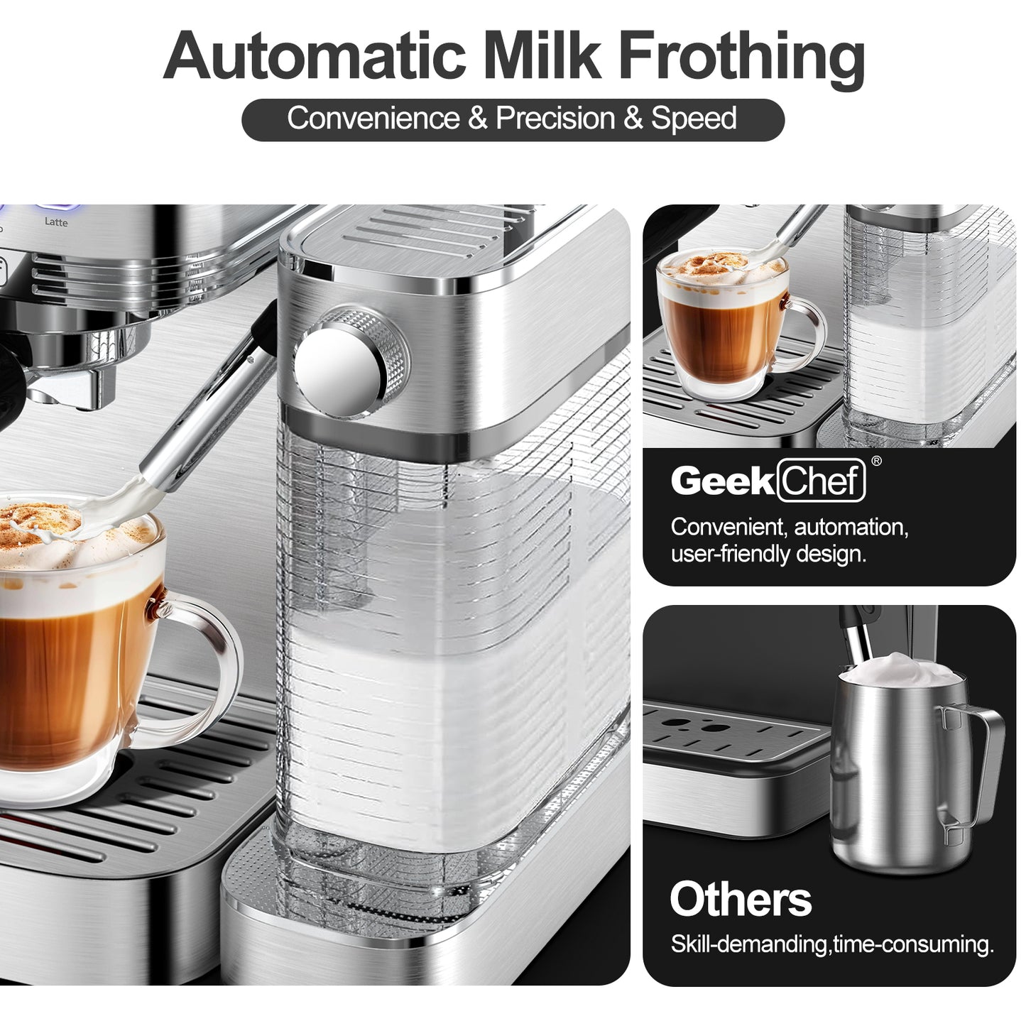 Automatic Milk Frother Espresso and Cappuccino Machine with ESE POD filter