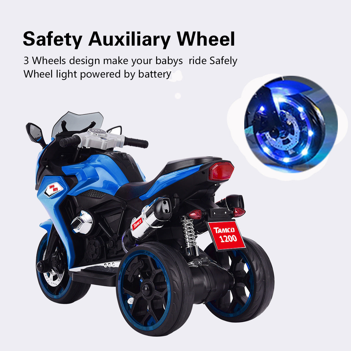 TAMCO 12V Kids Electric motorcycle/ ride on motorcycle, Three lighting wheels Kids electric motorcycle /electric ride on car