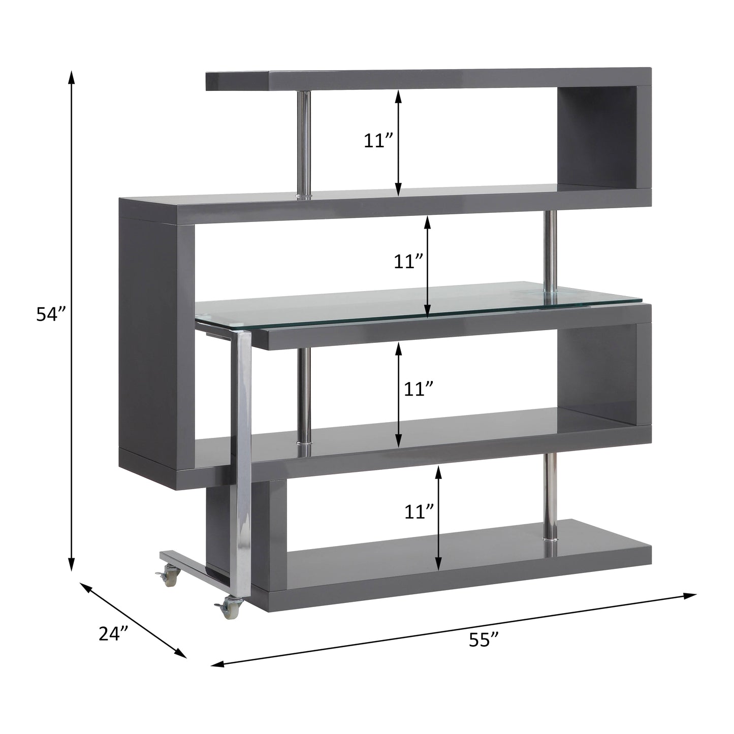 Versatile Glass Writing Desk with Swiveling Shelf and Gray Finish for Small Spaces