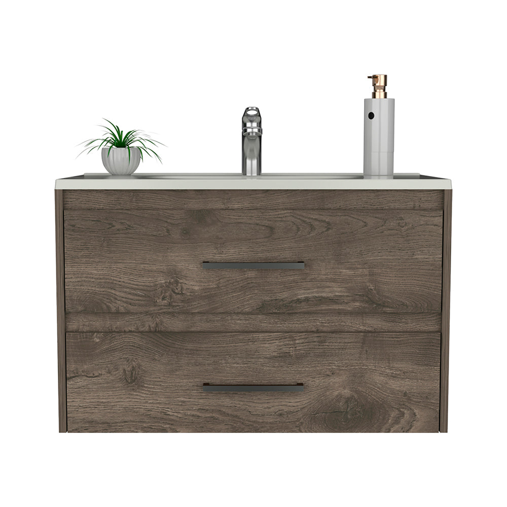 Wall Mounted Bathroom Vanity Alma, Bathroom, Dark Brown / White