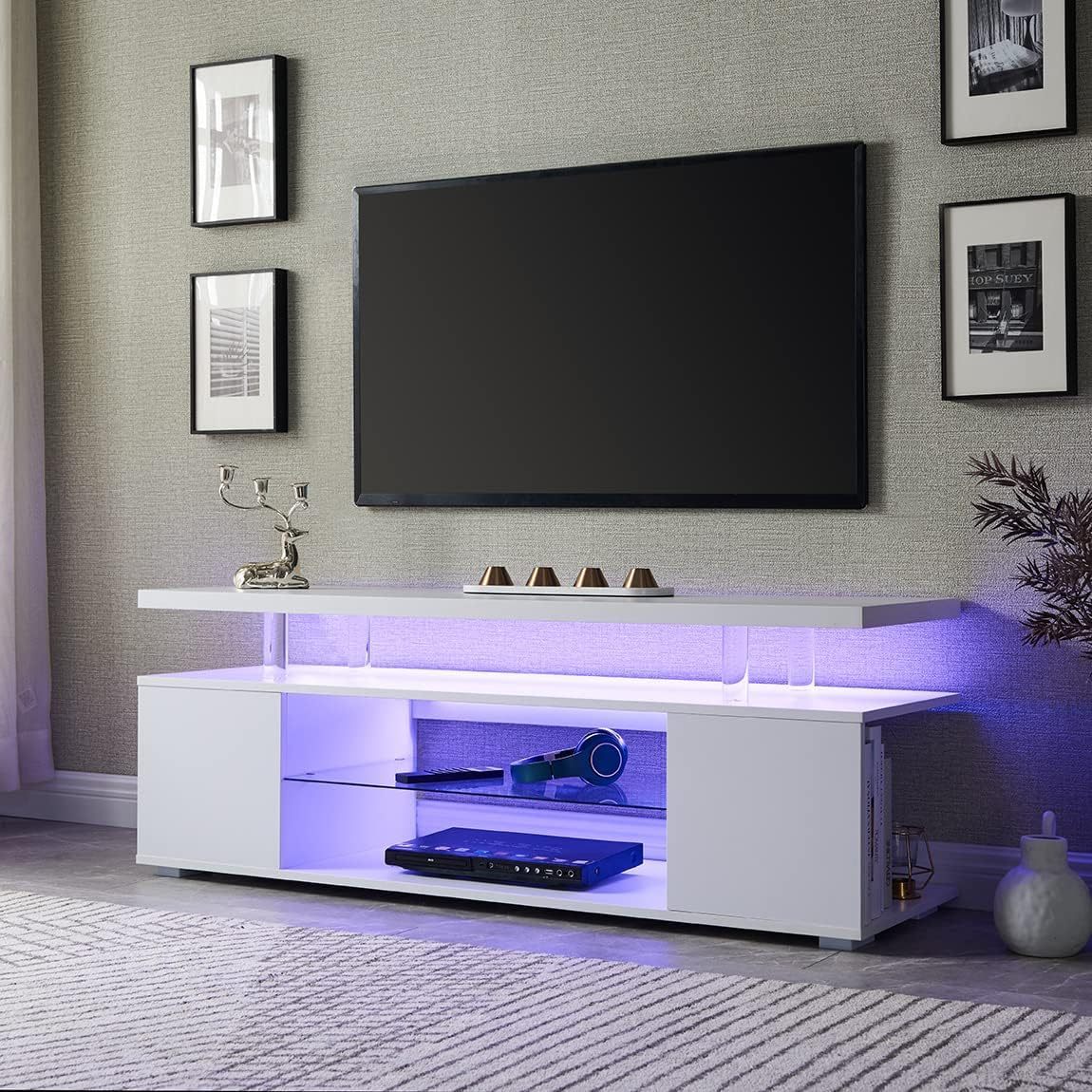 TV Stand with Color-Contrasting Design and Spacious Storage Unit