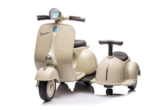 6V LICENSED Vespa Scooter Motorcycle with Side Car for kids, Gray