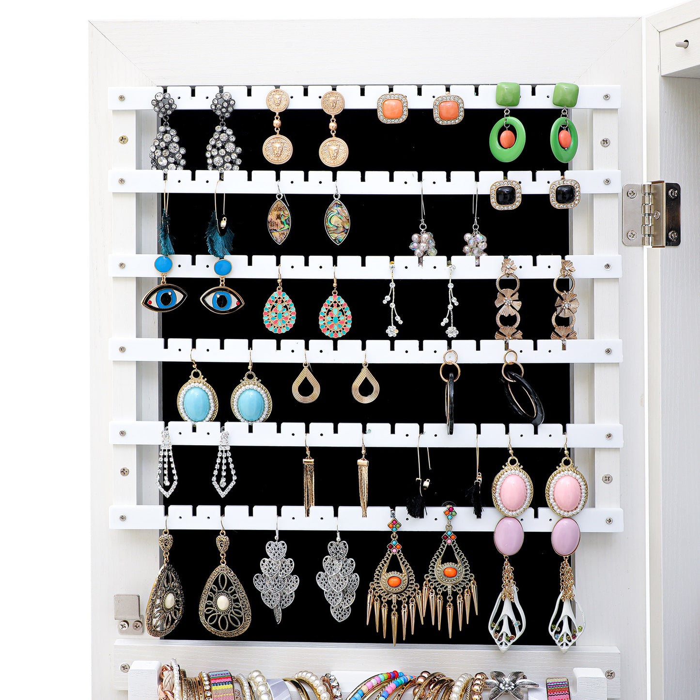 Fashion Simple Jewelry Storage Mirror Cabinet With LED Lights Can Be Hung On The Door Or Wall