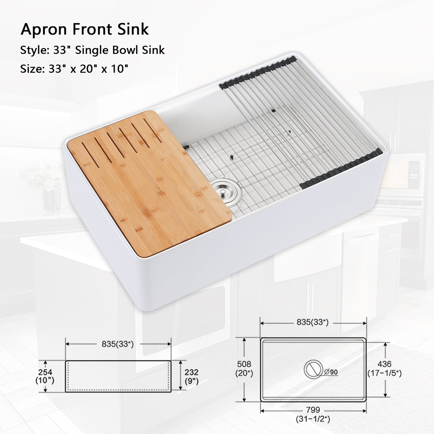 Functional and Stylish Fireclay Farmhouse Kitchen Sink Set