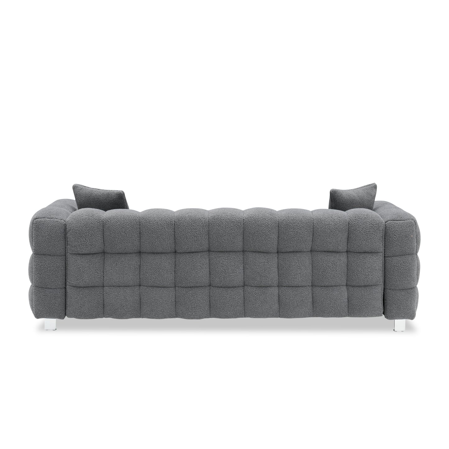 Comfortable Gray Fleece Fabric Sofa with Two Pillows - Ideal for Living Room, Bedroom, or Apartment