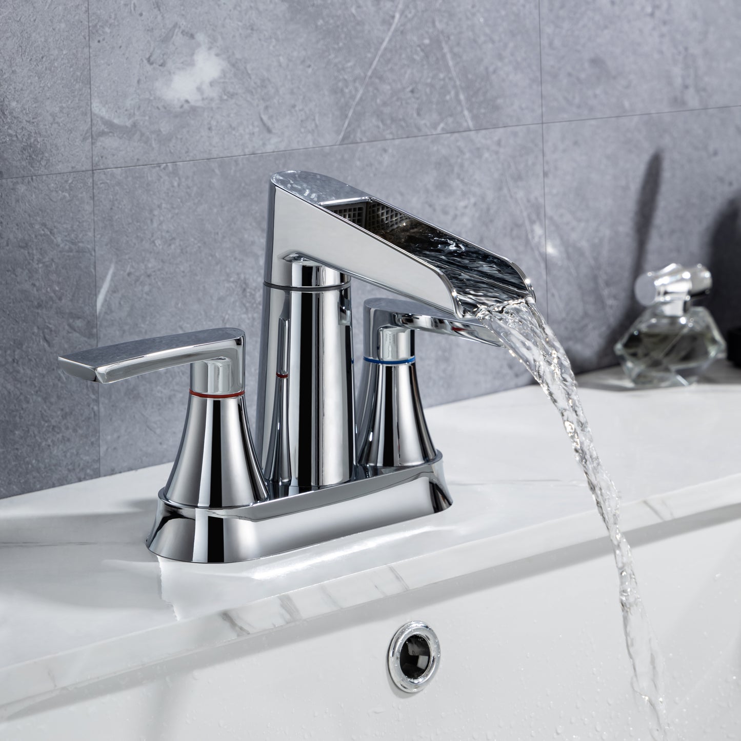 WaterSong Matte Black Waterfall Spout Bathroom Faucet