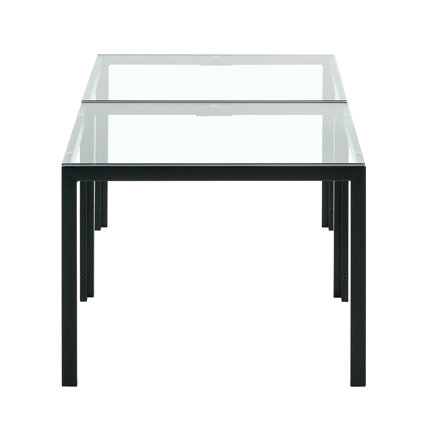 Square Glass Coffee Table Set of 2 for Modern Living Room, Elegant Design