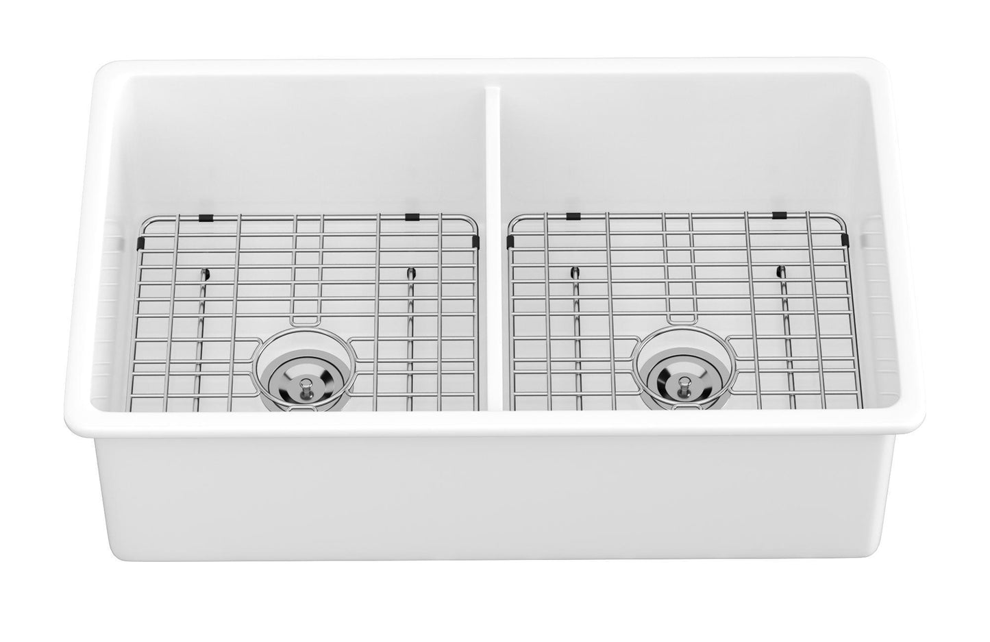 Versatile 32-Inch White Ceramic Double Bowl Kitchen Sink