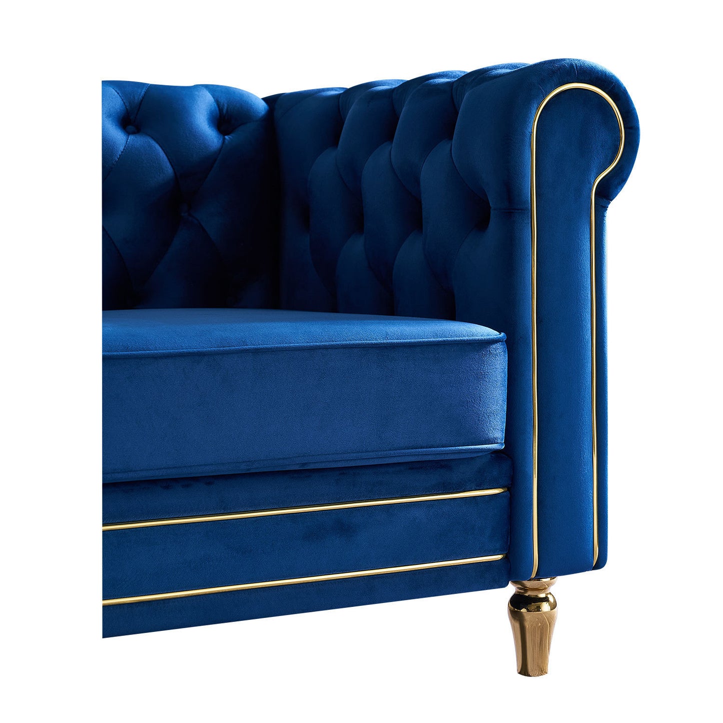 Chesterfield Velvet Sofa 84.65 inch for Living Room BLUE Color