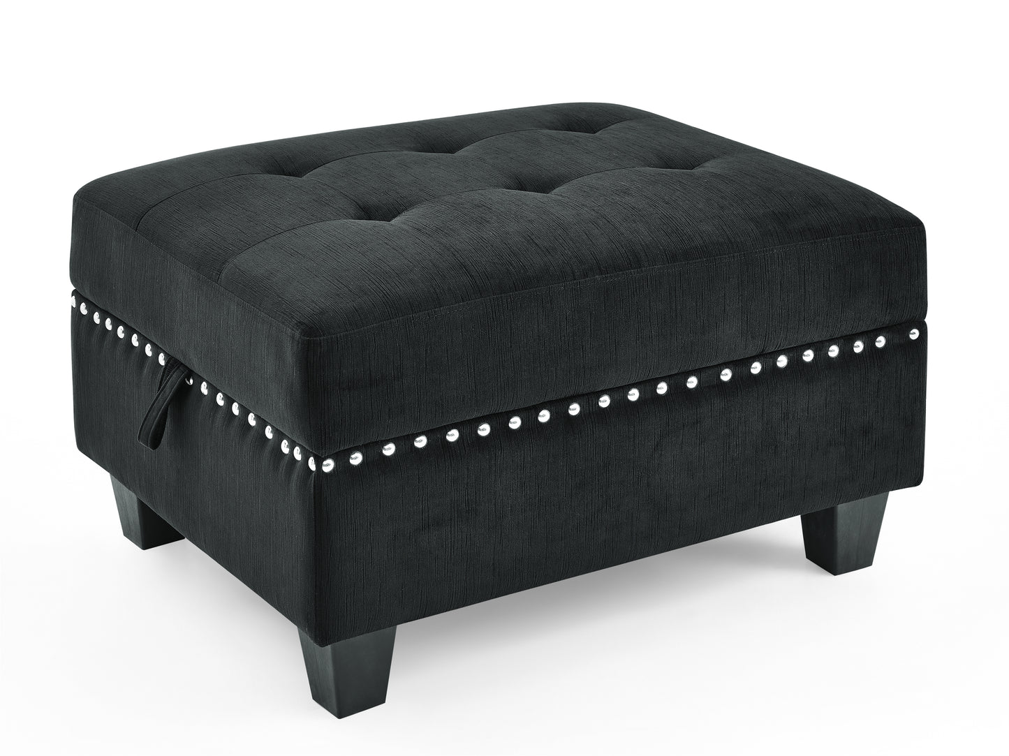 Customizable Black Velvet Modular Sectional Sofa with Bonus Storage and Copper Accents