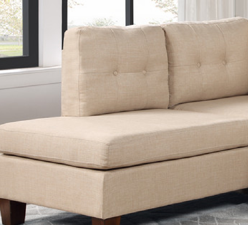 Khaki Linen Sectional Sofa with Left Facing Chaise - Elegant and Comfortable