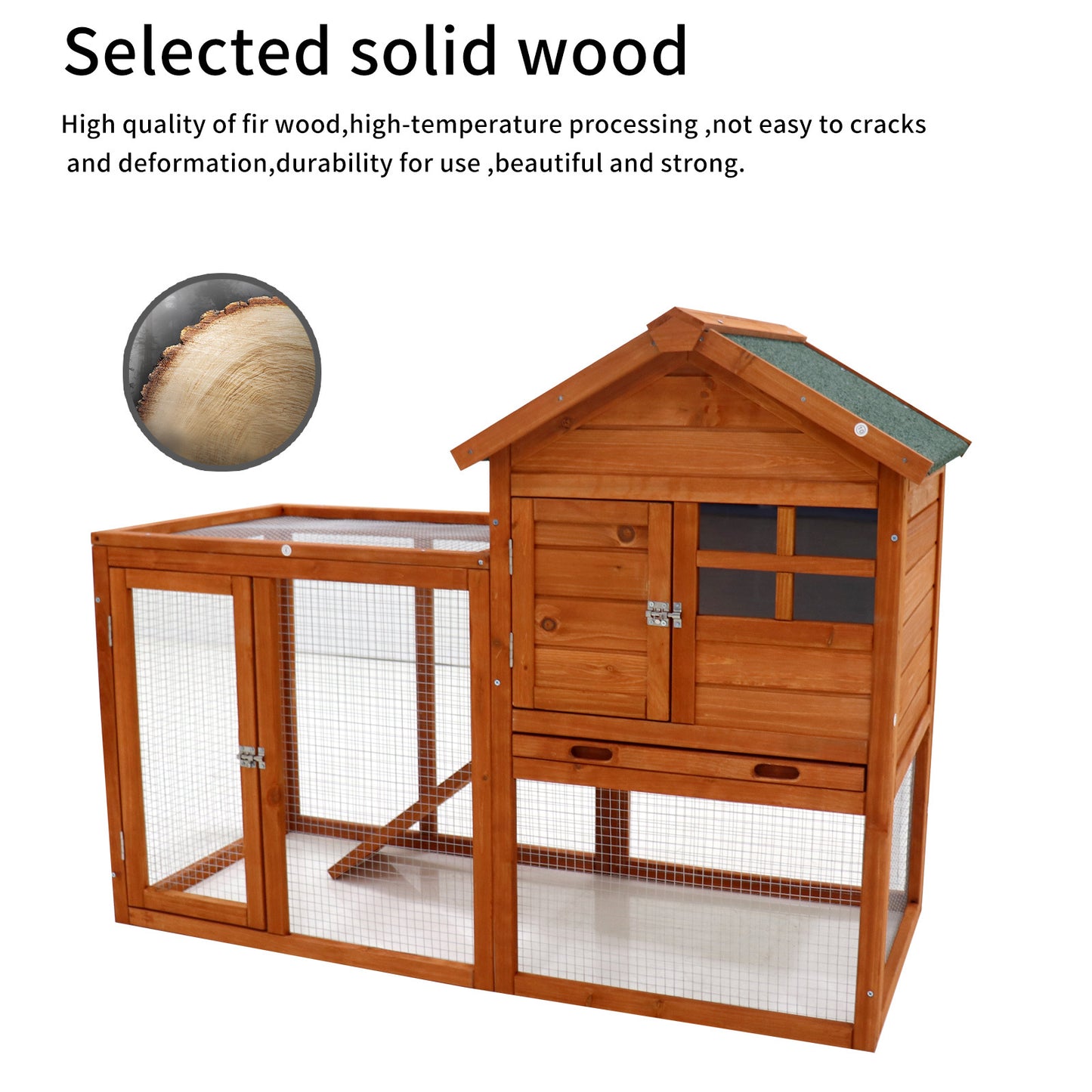 Deluxe Wooden Chicken Coop Hen House Rabbit Wood Hutch Poultry Cage Habitat(natural)