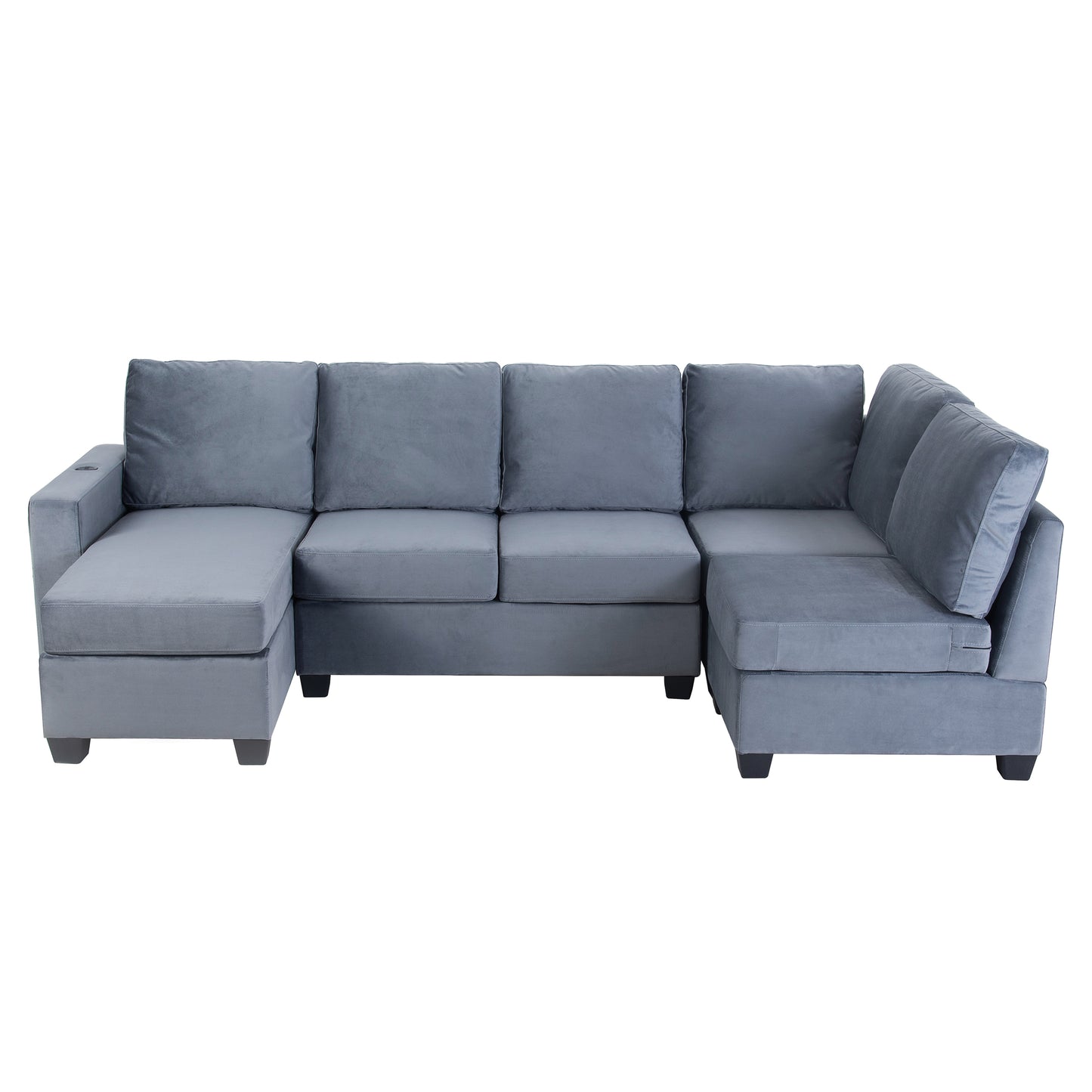 138*57 Modern L shape Sectional Sofa with Convertible Chaise Lounge